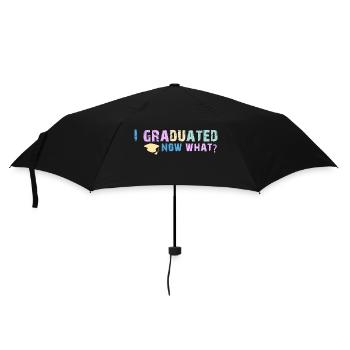 Graduated - Now What Funny Graduation Day T-Shirt a - Regenschirm (klein) - Schwarz - Vorne