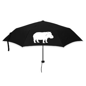 Flusspferd Silhouette Afrika Vektor - Regenschirm (klein) - Schwarz - Vorne