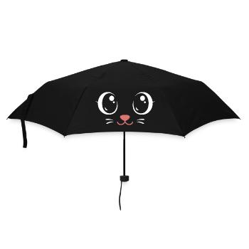 Karnevals Mieze | Big Face Kostüm Verkleidung - Regenschirm (klein) - Schwarz - Vorne