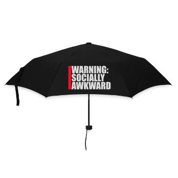 Warning Socially Awkward Funny Social Clumsy - Umbrella (small) - black - Front