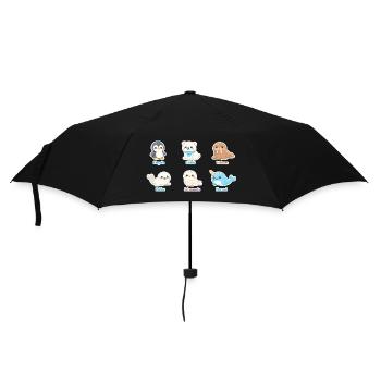 Kuschelige Arktis-Tierwelt - Regenschirm (klein) - Schwarz - Vorne