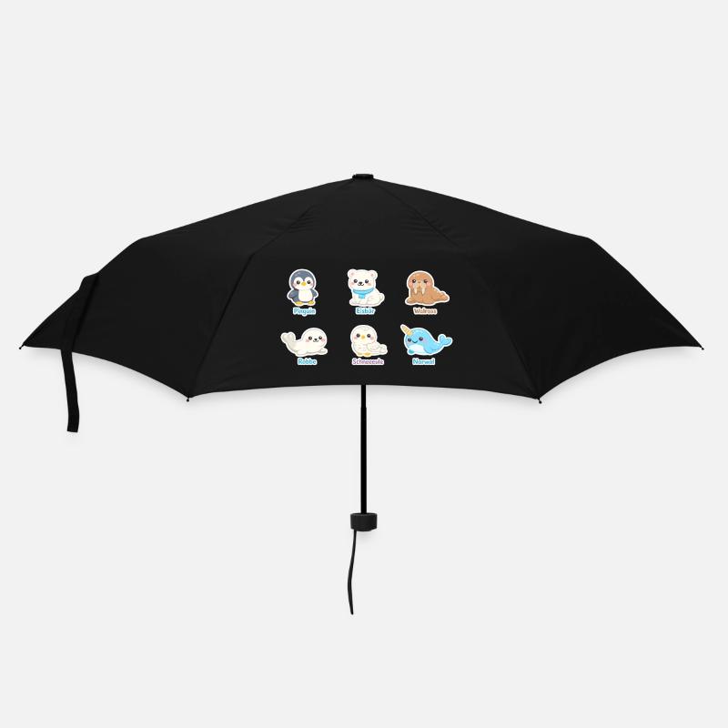 Kuschelige Arktis-Tierwelt - Regenschirm (klein) - Schwarz