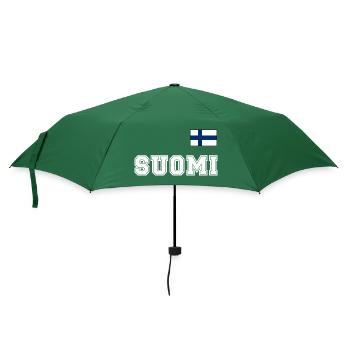 FINNLAND - SUOMI Trikot Look - Flagge auf Brust - Regenschirm (klein) - Flaschengrün - Vorne