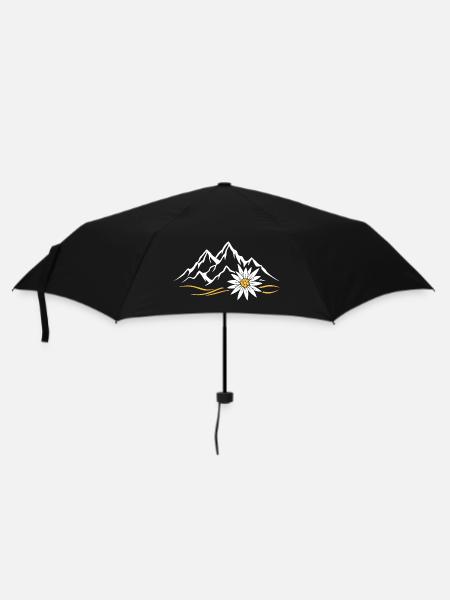 Berge Alpen Edelweiß Wandern Heimatliebe Natur - Regenschirm (klein) - Schwarz