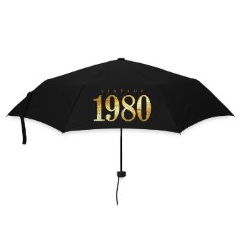 Né en 1980 (vintage jaune doré) anniversaire - Parapluie standard - noir - Devant