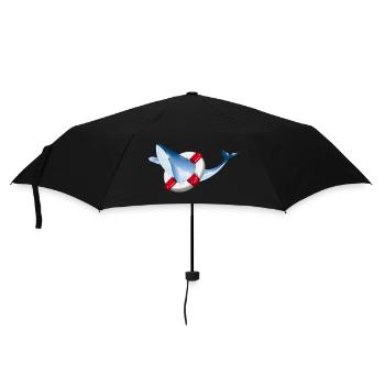 Poisson baleine bleu vif avec bouée de sauvetage - Parapluie standard - noir - Devant