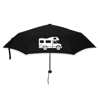 Motorhome Silhouette Camping Family - Umbrella (small) - black - Front