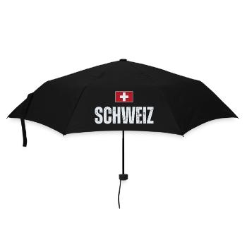 Schweizer Flagge, Schweizer Patriot - Regenschirm (klein) - Schwarz - Vorne