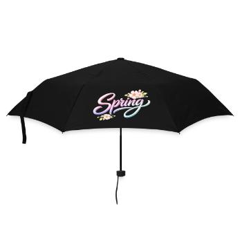 Spring lettering with flowers - Umbrella (small) - black - Front