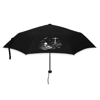 Leuchtturm am Abendmeer - Regenschirm (klein) - Schwarz - Vorne