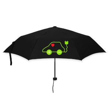 Green E-Car Heart Design - Umbrella (small) - black - Front