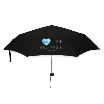 Herzlich willkommen, Herzl ich will kommen - Regenschirm (klein) - Schwarz - Vorne