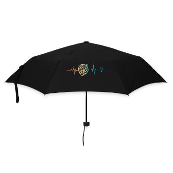 Retro Tiger Head Heartbeat - Umbrella (small) - black - Front