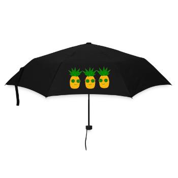 Ananas mit Sonnenbrille Sommer T-shirt - Regenschirm (klein) - Schwarz - Vorne
