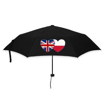 Great Britain Poland Flag Heart - Umbrella (small) - black - Front