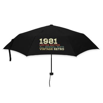 1981 Born Vintage 1981 Retro Geburtstagsgeschenk - Regenschirm (klein) - Schwarz - Vorne