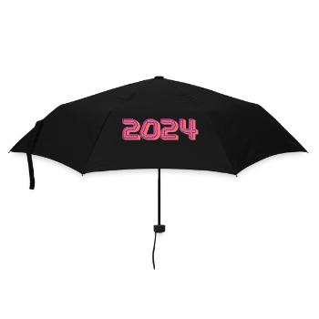 2024. FROHES NEUES JAHR. SILVESTER. NEUJAHR - Regenschirm (klein) - Schwarz - Vorne