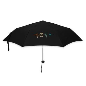 Heartbeat Retro Stoppuhr - Regenschirm (klein) - Schwarz - Vorne