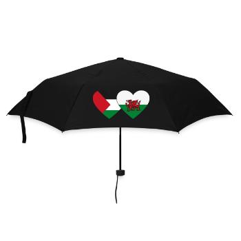 Palestine Wales Flag Heart - Umbrella (small) - black - Front