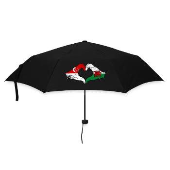 Singapour Drapeau Pays de Galles mains forme de coeur utilisé - Parapluie standard - noir - Devant
