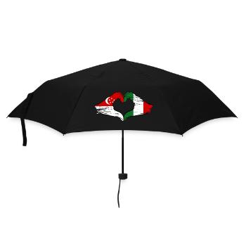 Singapore Italy Flag Hands Heart Shape Used - Umbrella (small) - black - Front