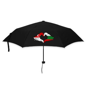 Singapur Bulgarien Flagge Hände Herzform used - Regenschirm (klein) - Schwarz - Vorne