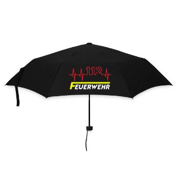 Feuewehr 112 - Regenschirm (klein) - Schwarz - Vorne