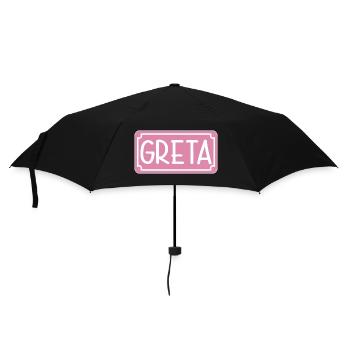 NAMENSGESCHENK MÄDCHEN GRETA SCHILD - Regenschirm (klein) - Schwarz - Vorne