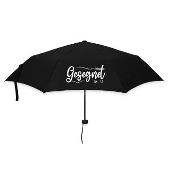 Gesegnet, Bibelvers - Regenschirm (klein) - Schwarz - Vorne