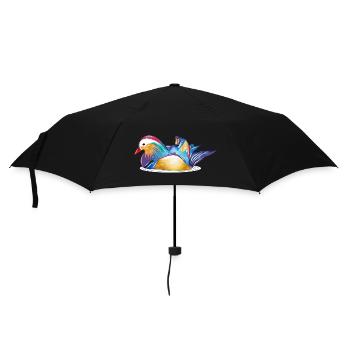 Colourful mandarin duck on the water – colourful elegance - Umbrella (small) - black - Front