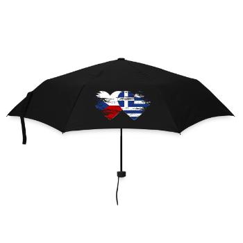 Czech Republic Greece Flag used heart - Umbrella (small) - black - Front