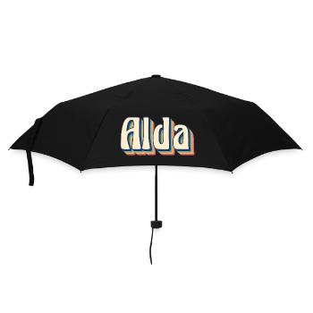 Alda Retro Vintage T-Shirt Geschenkidee T-Shirt - Regenschirm (klein) - Schwarz - Vorne