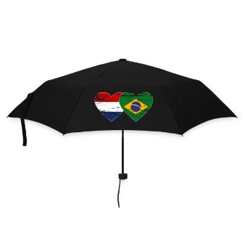 Holland Brazil Flag Heart Used - Umbrella (small) - black - Front