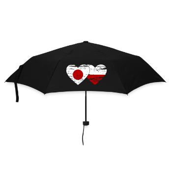 Drapeau du Japon Pologne coeur utilisé - Parapluie standard - noir - Devant