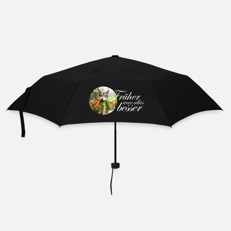 Hund Wolf mit Karotten Spruch Design witzig Nieder - Regenschirm (klein) - Schwarz