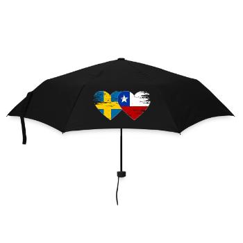Sweden Chile flag heart used - Umbrella (small) - black - Front