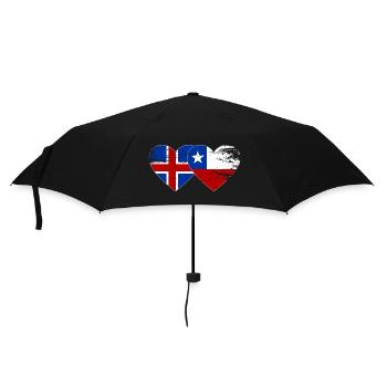 Iceland Chile flag heart used - Umbrella (small) - black - Front