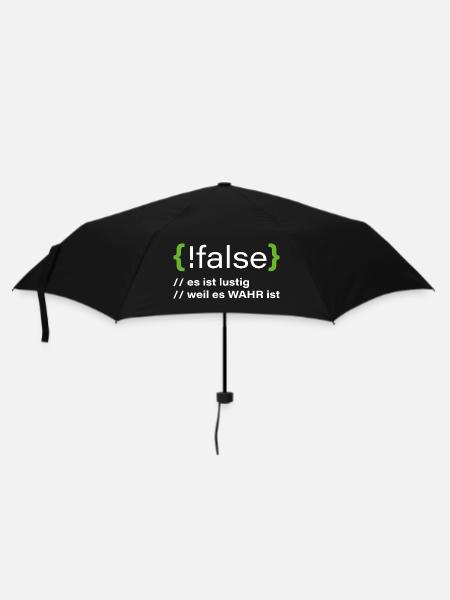 false - Lustiger Programmierer Spruch - Regenschirm (klein) - Schwarz