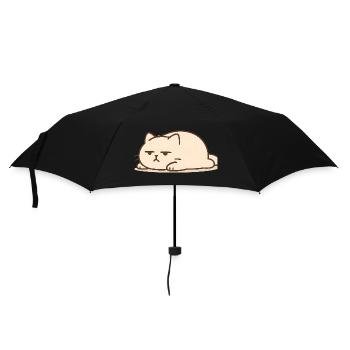 Schlafende Katze im Kawaii Stil - Regenschirm (klein) - Schwarz - Vorne