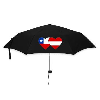Chile Österreich Flaggen Herz - Regenschirm (klein) - Schwarz - Vorne