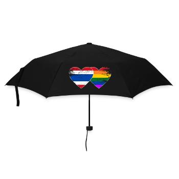 Thailand Regenbogen Flagge Herz used - Regenschirm (klein) - Schwarz - Vorne