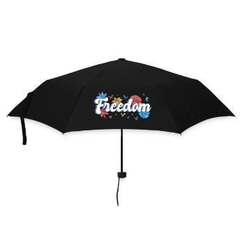 Freedom Blumen Schmetterlinge Freiheitsdesign - Regenschirm (klein) - Schwarz - Vorne