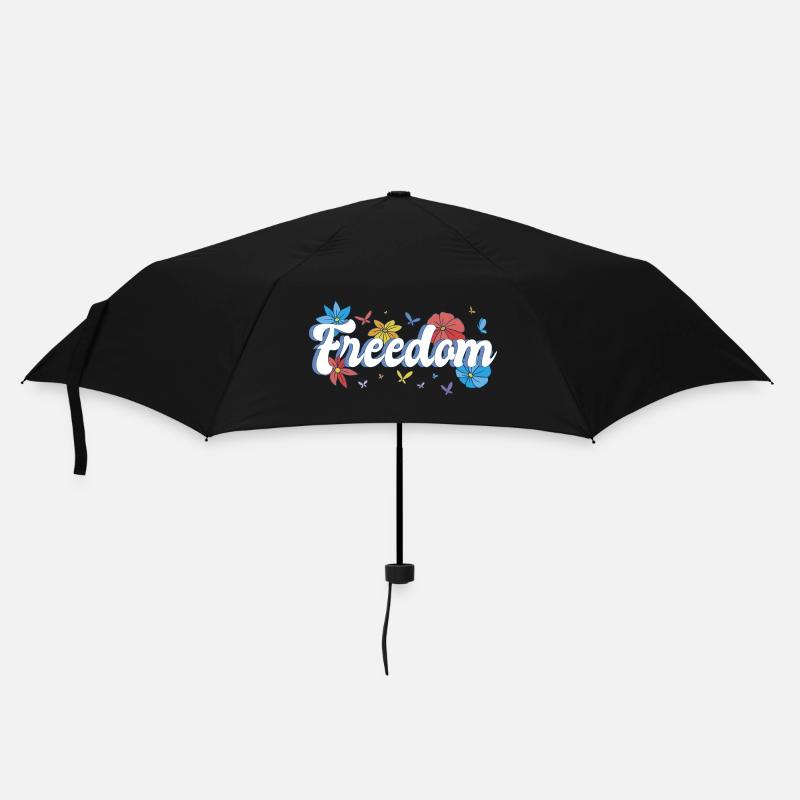 Freedom Blumen Schmetterlinge Freiheitsdesign - Regenschirm (klein) - Schwarz