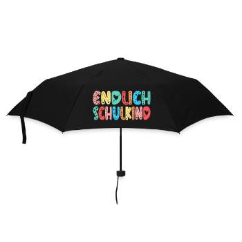 EINSCHULUNG ENDLICH SCHULKIND HERZ - Regenschirm (klein) - Schwarz - Vorne