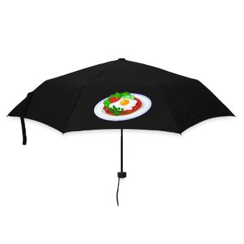 Traditionelles Englisches Frühstück - Regenschirm (klein) - Schwarz - Vorne