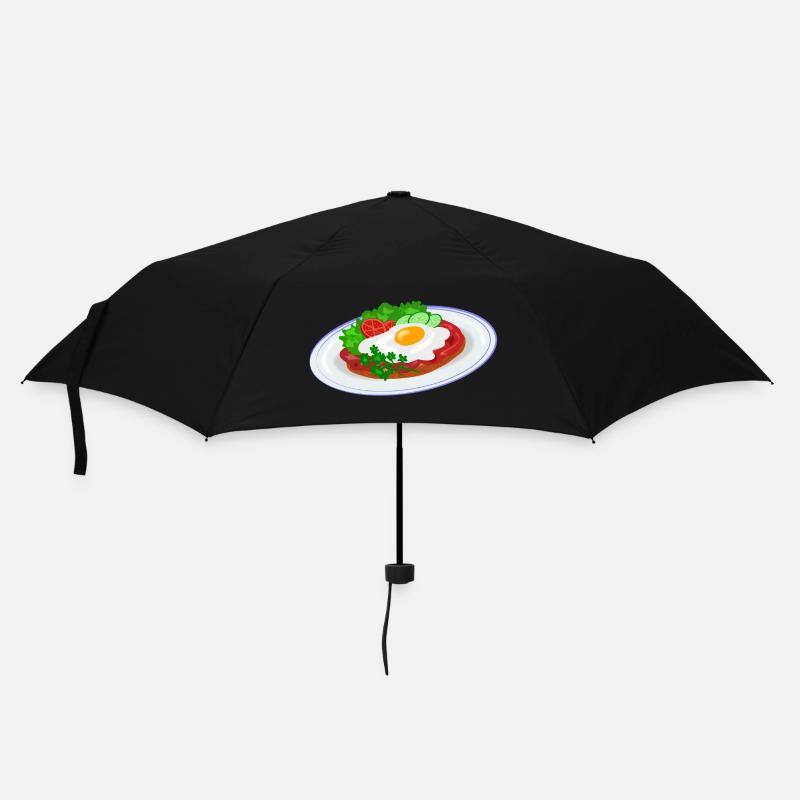 Traditionelles Englisches Frühstück - Regenschirm (klein) - Schwarz