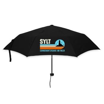 Nordsee Urlaub SONNENUNTERGANG AM MEER Lustig - Regenschirm (klein) - Schwarz - Vorne
