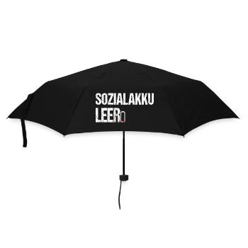 Sozialakku leer - Lustiger Spruch für Introverte - Regenschirm (klein) - Schwarz - Vorne