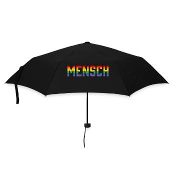 Regenbogen Mensch tshirt LGBT lgbtqi queer - Regenschirm (klein) - Schwarz - Vorne