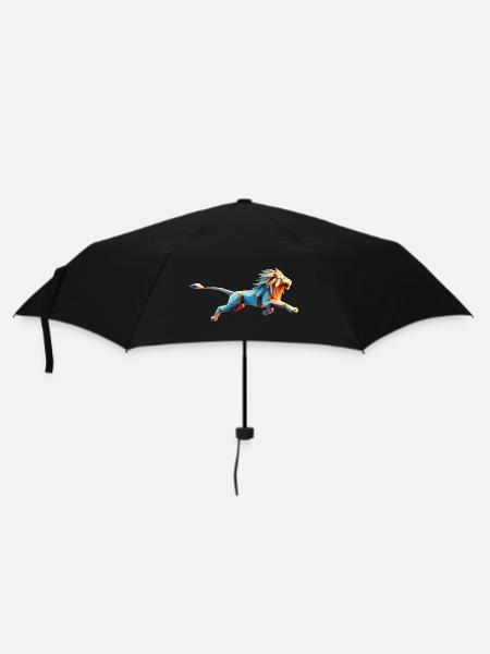 lion qui court origami géométrique 3d - Parapluie standard - noir